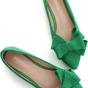 SAILING LU Bow-Knot Ballet Flats Womens Pointy Toe Flat Shoes NEW Never Worn